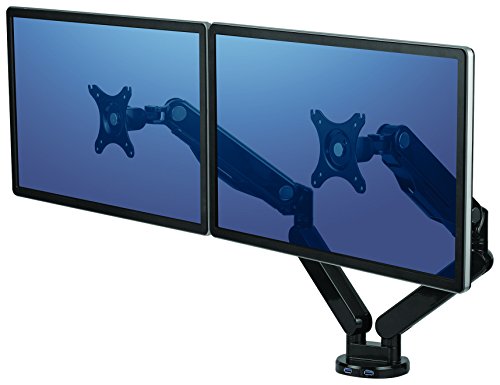 Fellowes - Platinum Series - Soporte de Monitor Doble Horizontal con Brazo Flexible Ajustable para Colocar la Pantalla a la Altura Adecuada. Amplia posibilidad de ajustes - Compatible con VESA