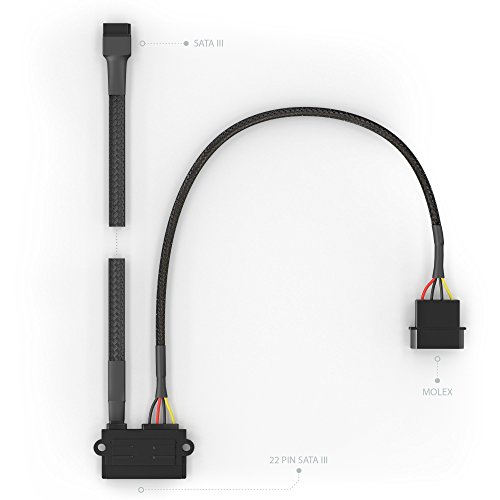KabelDirekt 22-Pin SATA auf 4-Pin Molex Stromkabel 30 cm und 7-Pin SATA 3 Datenkabel 6 Gbit/s 60 cm - 3