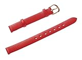uYOUNG 10 mm Damen rot echt Leder Golden Verschluss dünn Armbanduhr Band