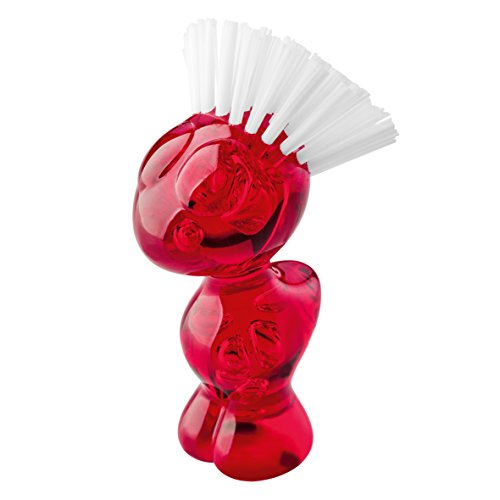 Koziol 5029536 Tweetie Gemüsebürste, Kunststoff, transparent rot, 7 x 6.6 x 12.9 cm