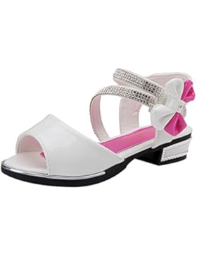 Taiycyxgan Mädchen Sommer Schuhe Sandalen Kinder Prinzessin Bogen Schuhe Schöne Lackschuhe Studentschuhe Gr.27-37
