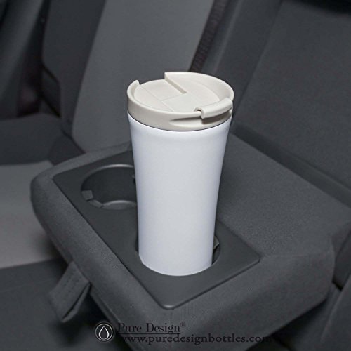 Isolierbecher Edelstahl mit Deckel to go 450 ml (0,45 Liter) Matt-weiß. Thermos Auslaufsicher Kaffee to go Becher – 100% Geld-zurück-GARANTIE - 3