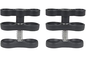 Hsthe Sea 2pcs Pince de Lampe de Plongée en Alliage d'Aluminium, Lampes de Plongée Clip Papillon Bras de Serrage Connecteur de Joint à Rotule Adaptateur de Clip de Montage de Pince à Bille