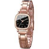 Rose Gold Women's Watch and Bracelet Set with Metal Lanyard