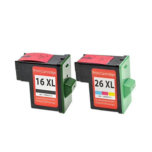 Logic-Seek Tintenpatronen für Lexmark 16 26 10N0016E 10N0026E, 2-er Pack
