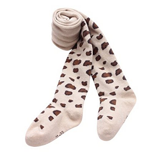 BB Smile Leopard Print Purified Cotton Baby Girls Pantyhose Infant Tights Children PP Render Pants - Beige (for 6-12 Months Infant wear)