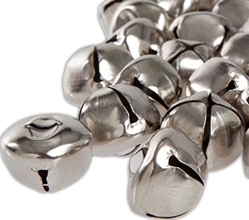 Kleenes Traumhandel  Juego de 50 cascabeles cuadrados (24 mm, hierro con anilla), color plateado