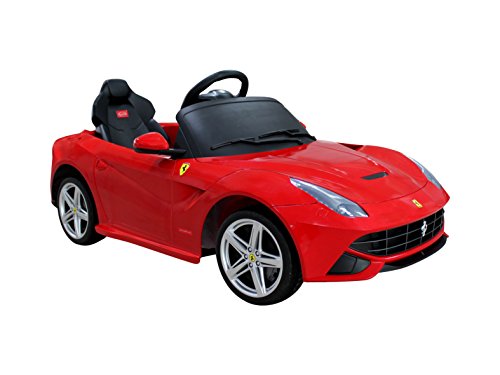 Flying Gadgets Licensed Ferrari F12 Ride-On-Car for Children with Remote Control (RC) for Override, Working Sounds & Lights - RED