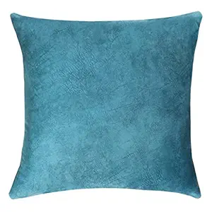 Mellifluous Decorative Aqua Blue Holland Velvet Fabric Set of 2 Square Sofa Pillow Covers Pillowcase for Sofa Bedroom with Invisible Zipper (16X16, Aqua-Blue)