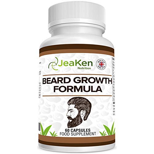 CAPSULE DI FORMULA DELLA CRESCITA DELLA BARBA di JeaKen - Miscela Premium Di Vitamine, Minerali E Piante Per Una Sana Crescita Della Barba - Capsule Vegetariane - Prodotto Nel Regno Unito