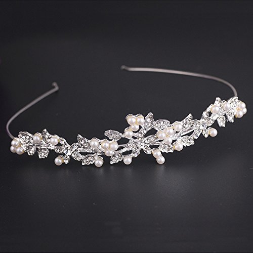 Braut Kristall Diadem Strass Perlen Krone Haarband für Hochzeit - 2