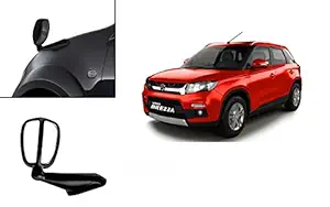 Auto Pearl Front Fender Wide Angle Mirror Bonnet Mirror for Brezza (Small, Black)