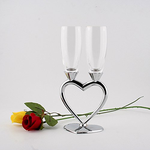 1 Set (2-teilig) Kreative Sektgläser/hochwertige Weingläser/Gläser mit Fuß/ herzförmig Liebespaar Hochzeit 2er Set Gläser - 3