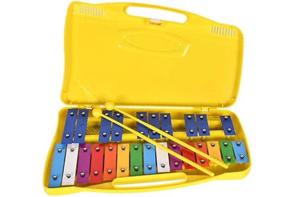 Xilófono Glockenspiel Metalófono 25 Teclas Metálicas Angel AG-25N3 con Estuche Amarillo (amarillo)