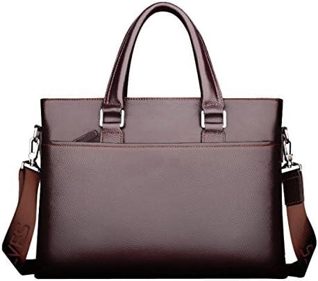 Men 's Handbag Business Casual Briefcase Cowhide Shoulder Bag,Brown-OneSize