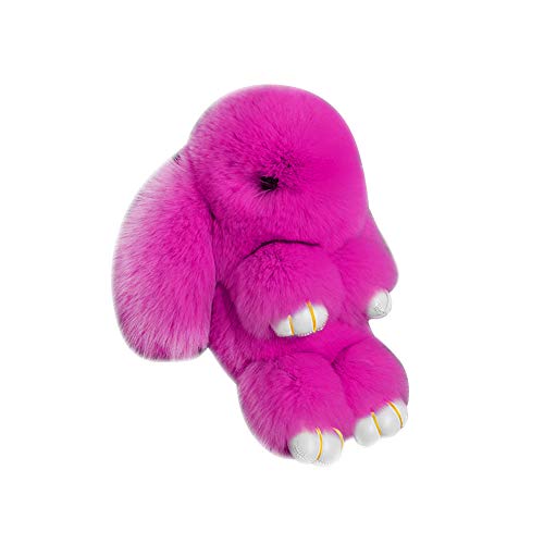 Preisvergleich Produktbild 1 x Schlüsselanhänger Kaninchenpuppe aus Kunstfell, flauschiger Pompon, Auto-Schlüsselanhänger, Dekoration, Handtasche rosarot