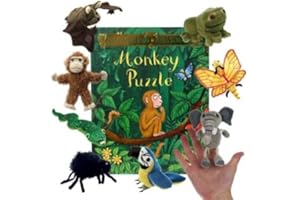 The Puppet Company Monkey Puzzle Storybook Set – Soft Jungle Animal Finger Puppets for Toddlers and Babies – Nursery Rhyme Toy for Storytelling, Roleplay, Learning, and Early Language Development
