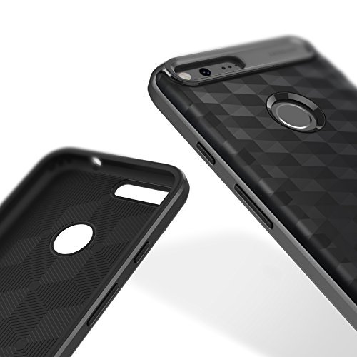 Caseology Funda Google Pixel Serie Parallax Fina Cubierta Protectora de
Doble Capa Texturizada Sujecion Segura Dibujo geometrico Negro - Black
para Google Pixel 2016