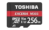 Class a1 Toshiba M303 tarjeta de memoria MicroSDXC de 256 GB, 98 MB/s, Clase 10, UHS-I, U3, V30, A1, adaptador incluido)