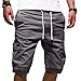 Produktbild Cargo Shorts Herren Chino Kurze Hose Sommer Bermuda Sport Jogging Training Stretch Shorts Fitness Vintage Regular Fit Sweatpants Polyester Qmber Lässige einfarbige Gurttasche Schwarz Weiss(DG,L)