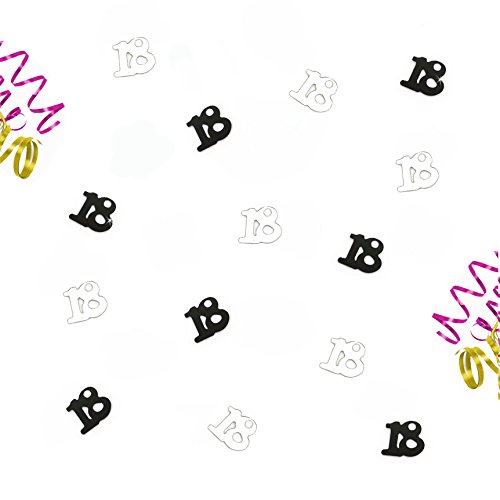 Oblique-Unique® Zum 18. Geburtstag Silber und Schwarzes Tisch Konfetti mit Spiegeleffekt - über 800 Stück