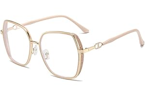 AOOLIA Blaulichtfilter Brille für Damen Herren Metal Frame Anti-Blaulicht Brillen Computer Gaming Ohne Stärke Brille
