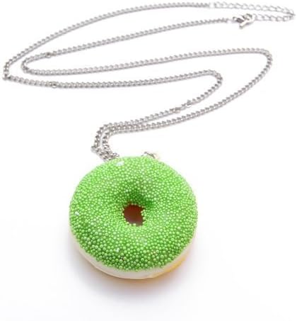 Doughnut Pendant Necklace with Icing Icing Approx. 70 cm Long Chain