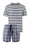 Livergy Herren Pyjama Shorty Set - Bequemer Sommer Pyjama zum Wohlfühlen