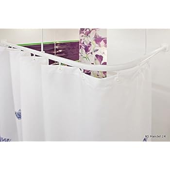 Chrome Shower Curtain Rail Rod 4 Way Use L Shape U Shape With