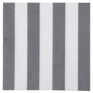 Servietten gestreift grau, 33 x 33 cm, 20 Stück
