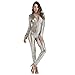 Produktbild Wonder Pretty Damen Catsuit Leder Jumpsuit Overall Catwoman Kostüme Latex Wetlook Sexy Dessous Ouvert Body Clubwear Silber L