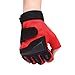 Produktbild Nosterappou Männer und Frauen Multi-Color optional Sport halbe Finger Handschuhe frei Anpassung Armband Slip verschleißfeste Outdoor Taktische Fitness Anti-Rutsch-Reiten (Farbe : Red, größe : XL)