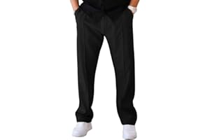 WINKEEY Pantalon Homme Léger Taille Élastique avec Cordon - Coupe Droite Bas Ouvert avec Poches - pour Travail, Sport, Décontracté