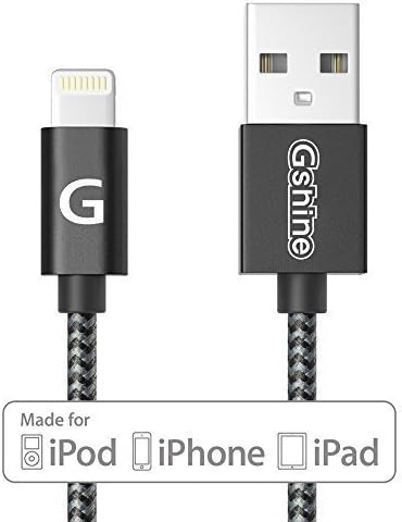 iPhone Cable, Gshine Apple MFI Certified Charger &amp; Fast Charge &amp; Sync Data &amp; Durable Nylon Braided &amp; Lighting Cable for i7 / i7 Plus / i6S / i6S Plus / i6/ 5S / SE (3ft)(1 Pack)(Black)