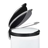 Relaxdays Treteimer 5 L aus Metall H x D: 27,5 x 23 cm Abfalleimer in Edelstahl-Optik als Abfallbehälter mit Absenkautomatik Tretmülleimer für Küche und als Kosmetikeimer im Bad Tretmülleimer, weiß - 4