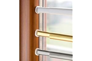 GLOBALCORPORATION ASTINE A Molla per Tenda A Vetro Bianco Oro Argento Bacchette Estensibile Bastoncini A Pressione per Tende TENDAGGI REGGITENDE A Finestra Bastone (Bianco, 84-150 Centimetri)