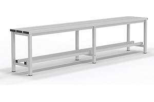 Spacio Banco Metálico Norrköping Estilo nórdico para Uso Profesional o en hogar, para vestuarios, habitación, decoración Incluso Exterior. Bancada para Personas en Acero Blanco. (2 Metros)