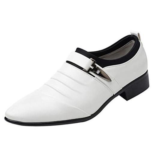 UOMOGO-Scarpe-Uomo-Pelle-Stringate-Brogue-Derby-Basse-Elegante-Sera-Oxford-Vintage-Verniciata-BiancoNeroMarrone-38-47