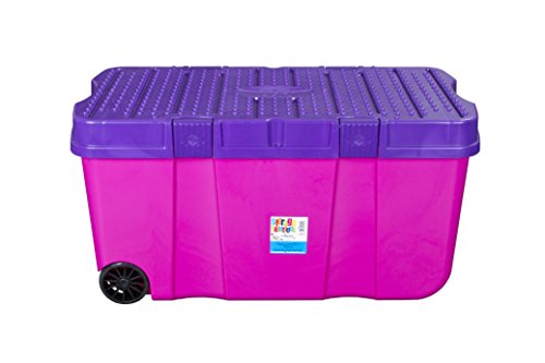 Wham 15250 Clipbox „Tough Cart“, 100 L, 80 x 40 x 40 cm, 2 Räder, rosa-lila - 2
