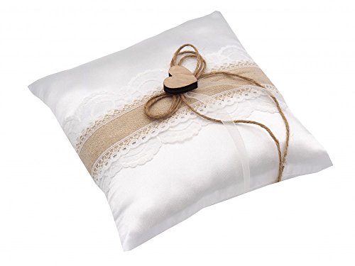 Ringkissen ANNA Vintage Weiß Spitze Hochzeit Herz Braut Traukissen