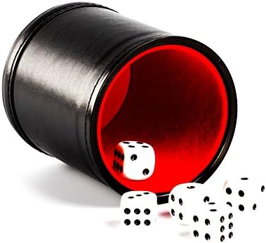 Magic Vosom Durable Professional Leather Dice Cup with 5 Dice Quiet for Yahtzee Game
