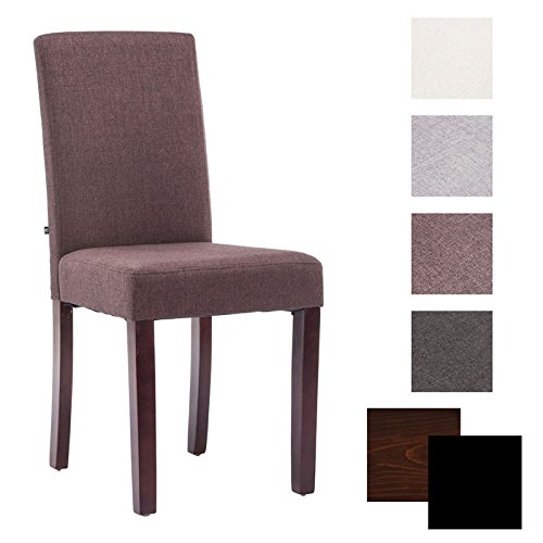 CLP Silla Comedor Ina en Tela I Silla de Salón Comdeor Acolchada I Silla de Salón Elegante I Color: Marrón, Color Madera: Cappuccino