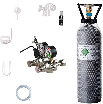 HiwiCO2 System 2000 Ultimate with Double Chamber Pressure Regulator, Fixed Magnetic Valve Night Shut-Off, Glass Components, Pressure Regulator (Made in Germany), 2 kg CO2 Reusable Bottle, Filled