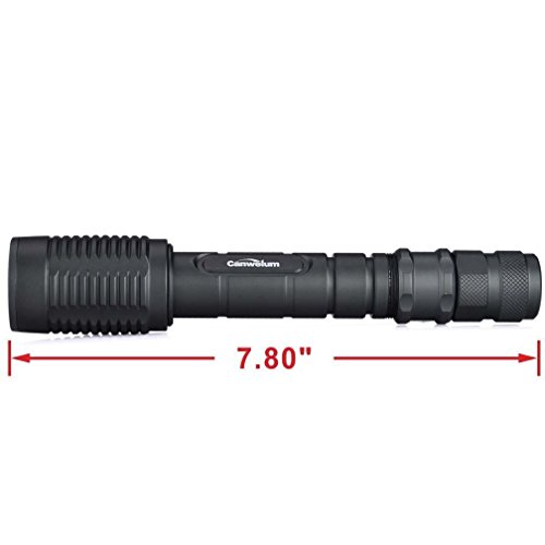 Canwelum Ultra-helle Zoom CREE LED-Taschenlampe, Aufladbare Taschenlampe mit 2 x Batterie und mit intelligenten Schwanz Button Switch (A Komplett-Set mit Akku und Ladegerät) - 4