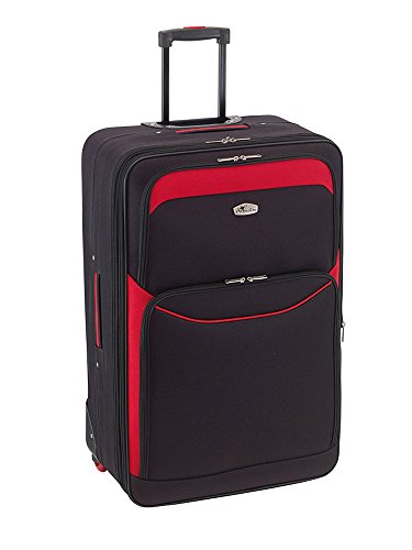 Preisvergleich Produktbild Trolley Reisekoffer Koffer "Ibiza" schwarz-rot 55 cm
