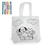 BOLSAS PARA COLOREAR. Bolsas infantiles para pintar. Incluye 5 ceras de colores (Rojo, Amarillo, Verde, Azul y Negro)