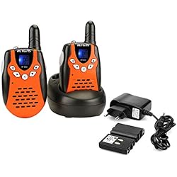 Retevis RT602 Talkie Walkie Enfants Rechargeable PMR446 8 Canaux 10 Tonalités d'Appel Verrouillage du Clavier Lampe Torche avec Batteries et Chargeur (Orange, 1 Paire)