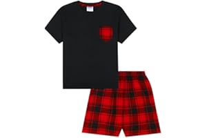 THEPYJAMAFACTORY Pijamas Cortos Tejidos De Moda Rojo Negro