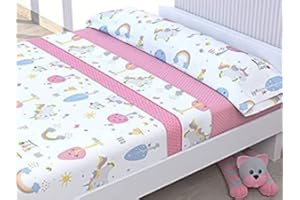 HM'S HOME'SECRET Juego de sábanas Infantiles Verano de Microfibra Transpirable Mod. Unicornio (Cama de 105 cm (105_x_190/200 cm))