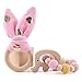 Produktbild baby tete Zahnen Ringe Häschen Ohr 1set / 2pc Kaninchen Teether Ring für Baby Original Holz Teether Hand Weave Baby Set von Zähnen